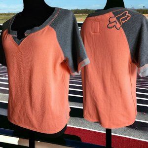 FOX RACING Orange and Gray Crop Short Sleeve Tee Size MED